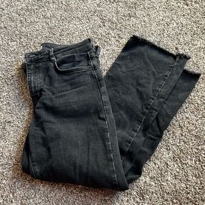 Zara Straight Leg Distressed Black Denim Pants